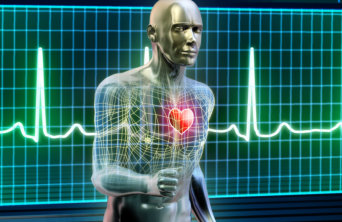 virtual man with heart beating